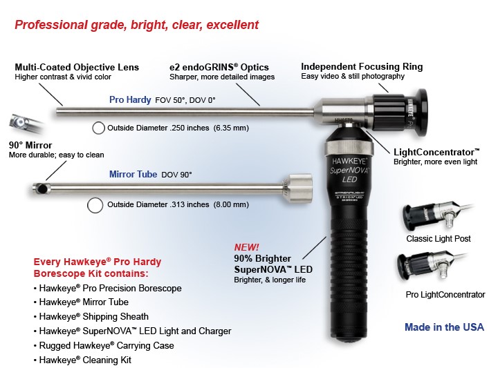 Optimax Pro Hardy Slim Rigid Borescope (industrial endoscope) kit overview