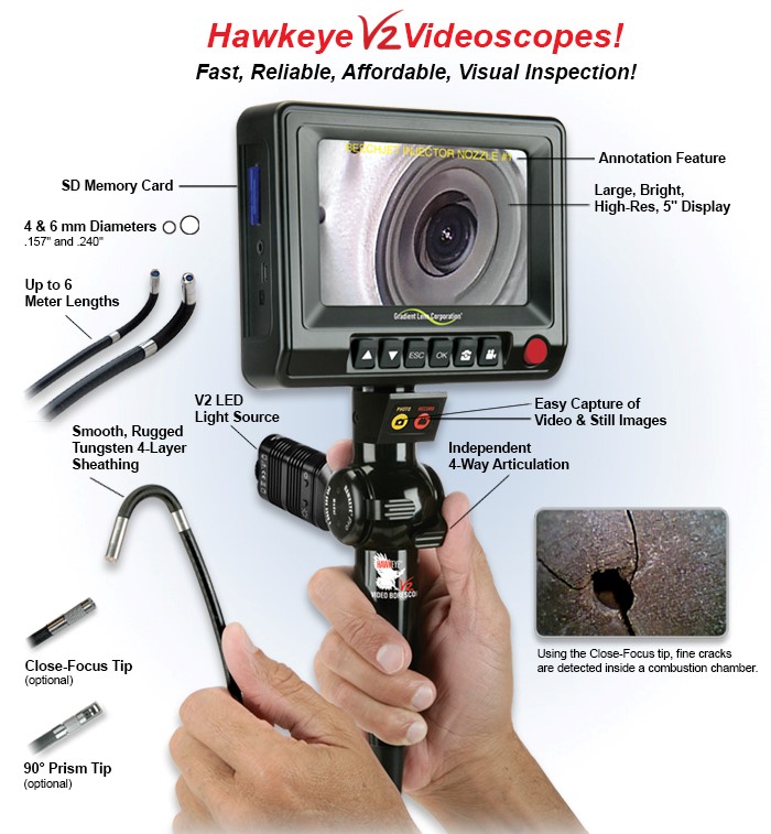 Optimax Hawkeye V2 Video Borescope with display screen Overview